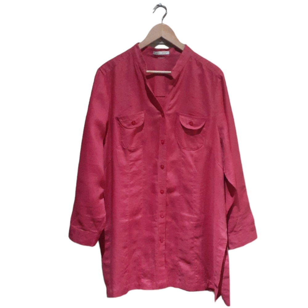 Edward...Woman Irish Linen Top Red Size 2XL